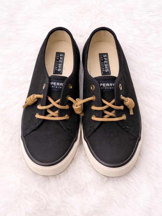 Sperry Shoes - Sperry Top-Sider Black Canvas Sneakers Women’s Size 6 Casual Lace-Up Shoes